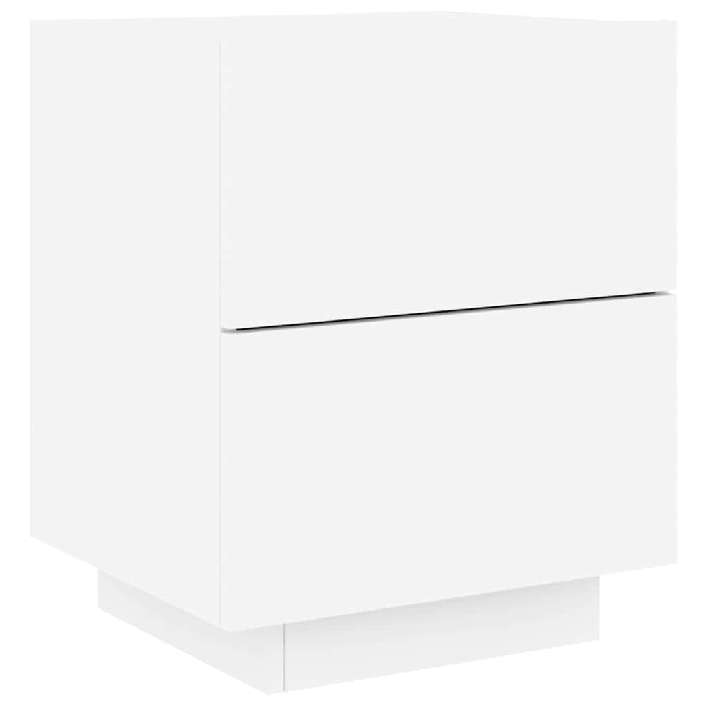Mesa de cabeceira com luzes LED derivados de madeira branco