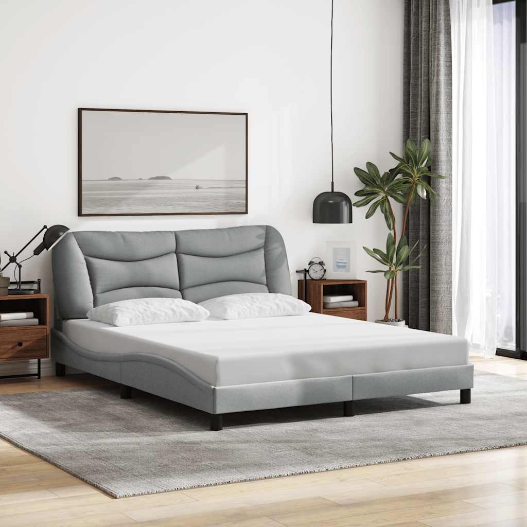 Estrutura de cama sem colchão hvar 160x200 cm tecido cinzento-claro