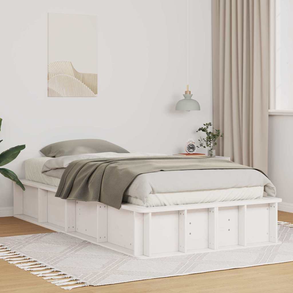 Estrutura da cama branco 75 x 190 cm madeira de pinheiro sólida
