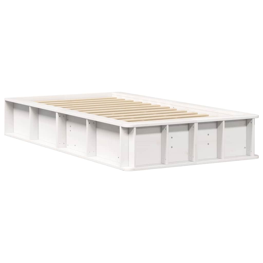 Estrutura da cama branco 75 x 190 cm madeira de pinheiro sólida