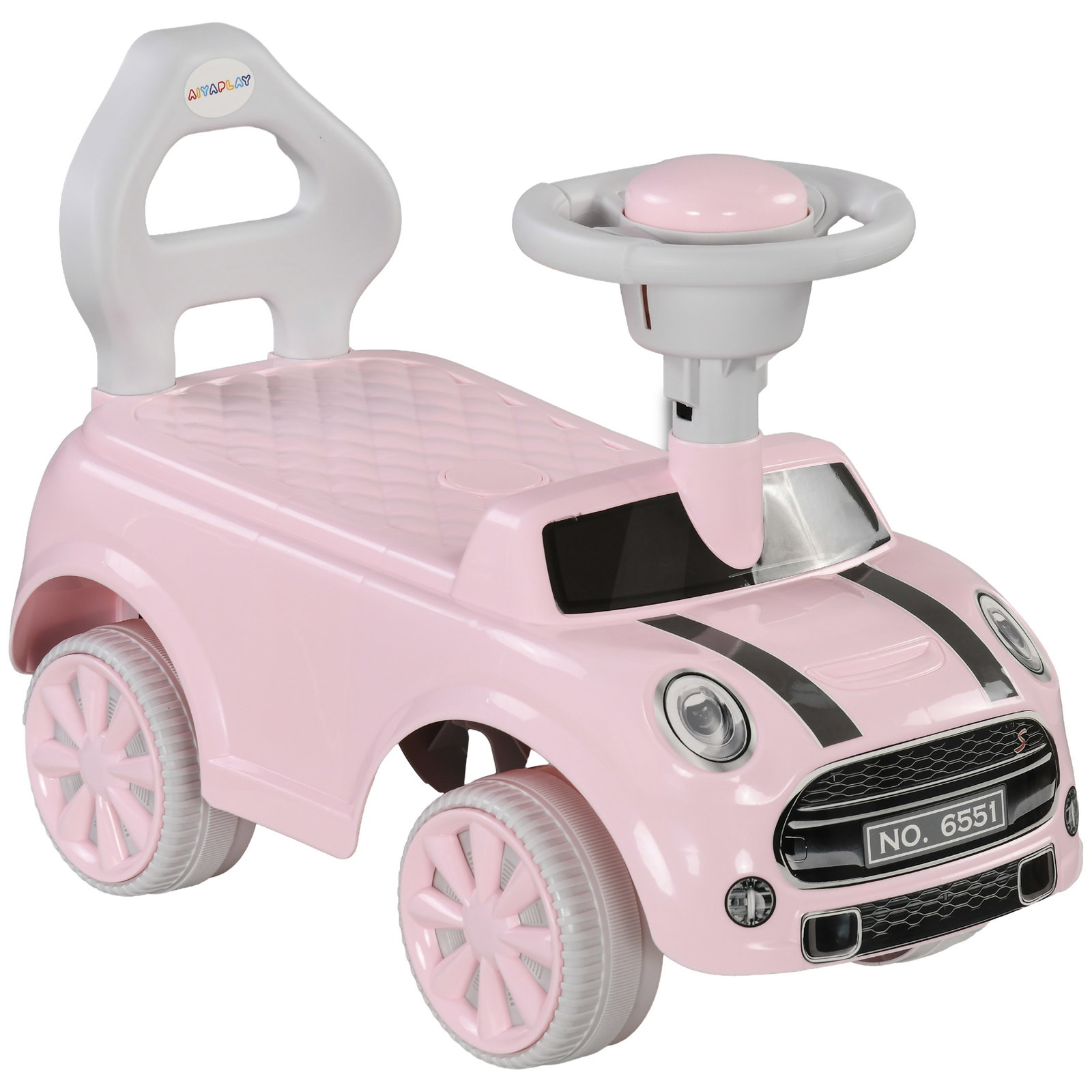 Carro andador para bebés de 18-36 meses carro andador com volante buzina e sistema anti-tombo 53x25x35 cm rosa