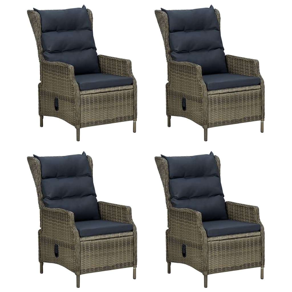 5 Pcs conjunto de jantar para jardim vime PE castanho