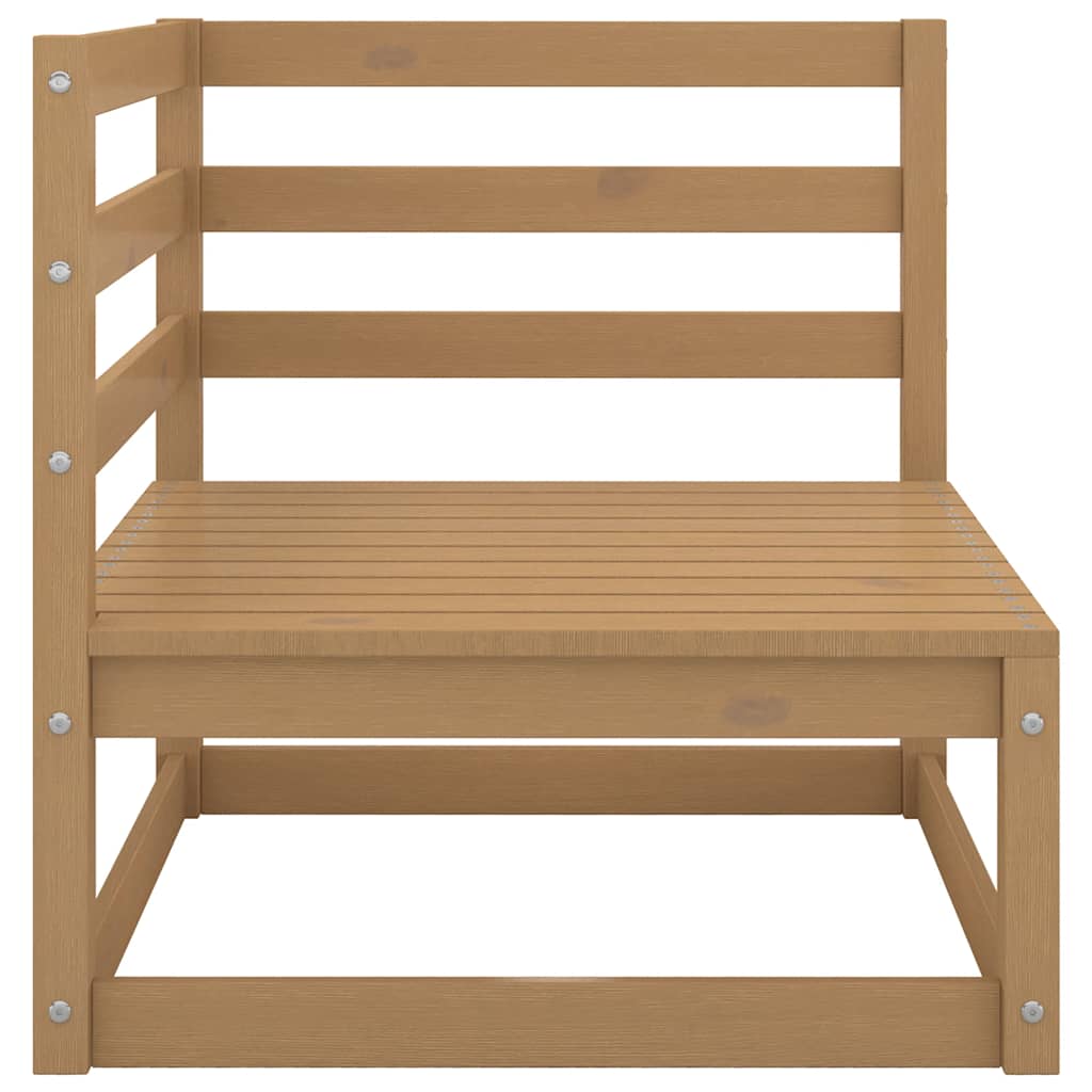2Pcs conj lounge jardim c/ almofadões pinho maciço castanho-mel