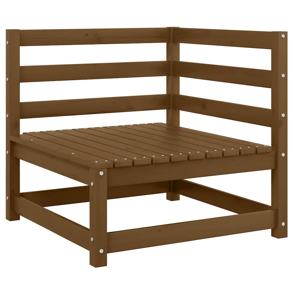 2Pcs conj lounge jardim c/ almofadões pinho maciço castanho-mel