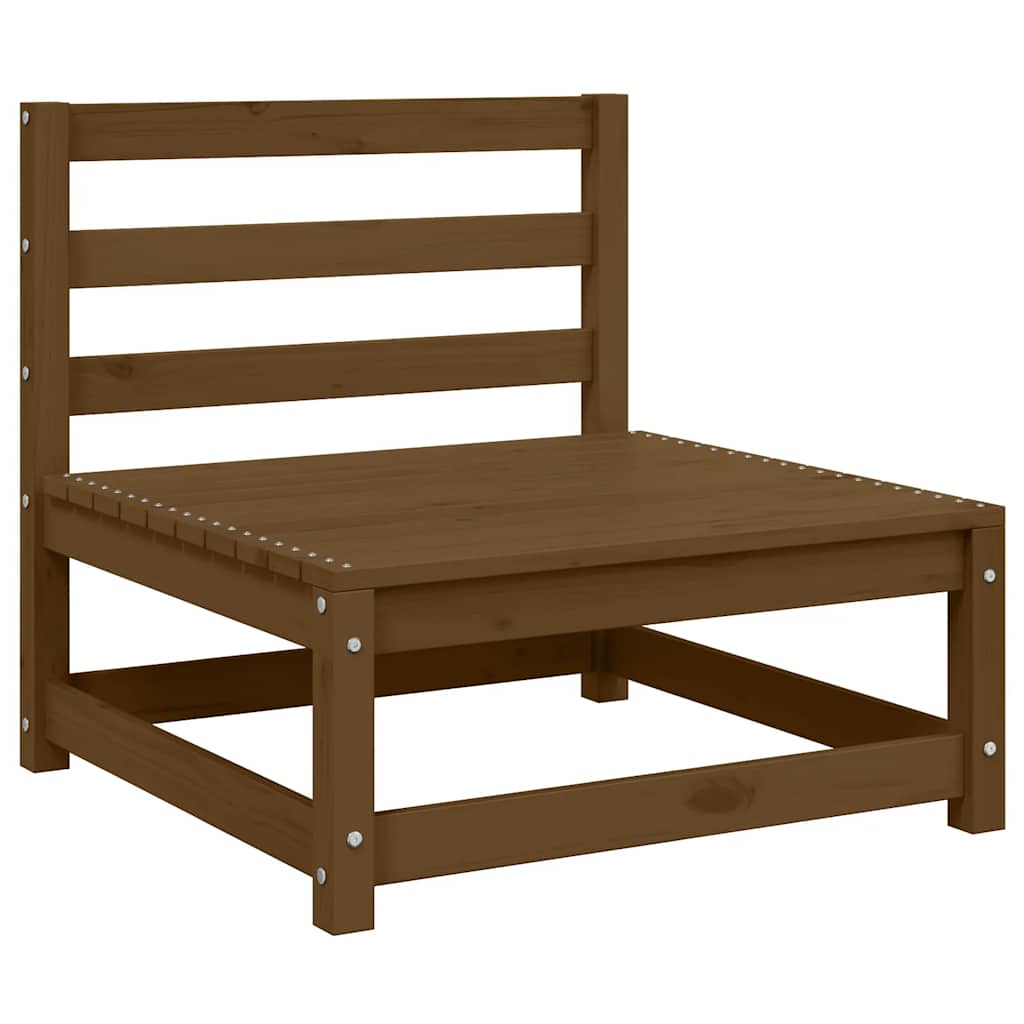 2Pcs conj lounge jardim c/ almofadões pinho maciço castanho-mel