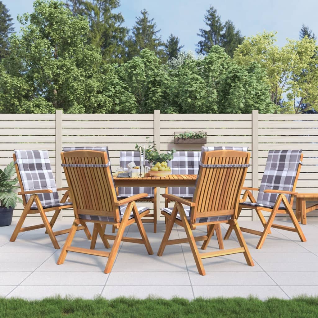 Cadeiras de jardim reclináveis c/ almofadões 6 pcs teca maciça