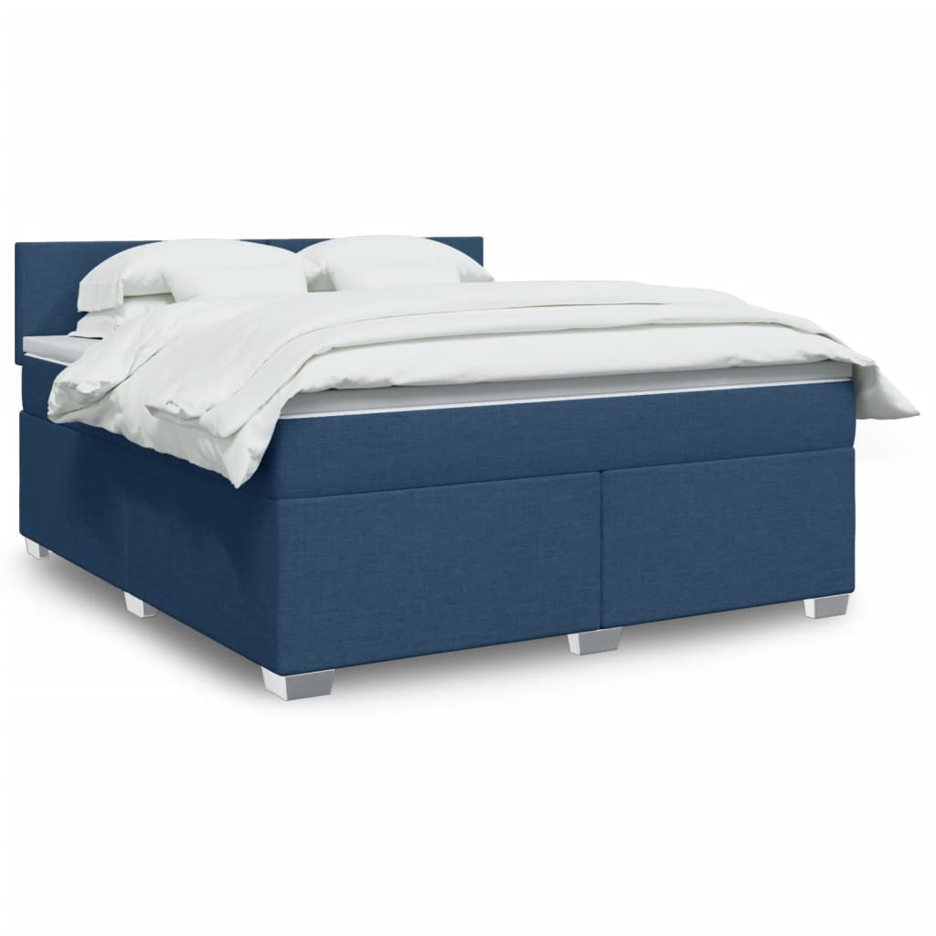 Cama com molas/colchão 180x200 cm tecido azul