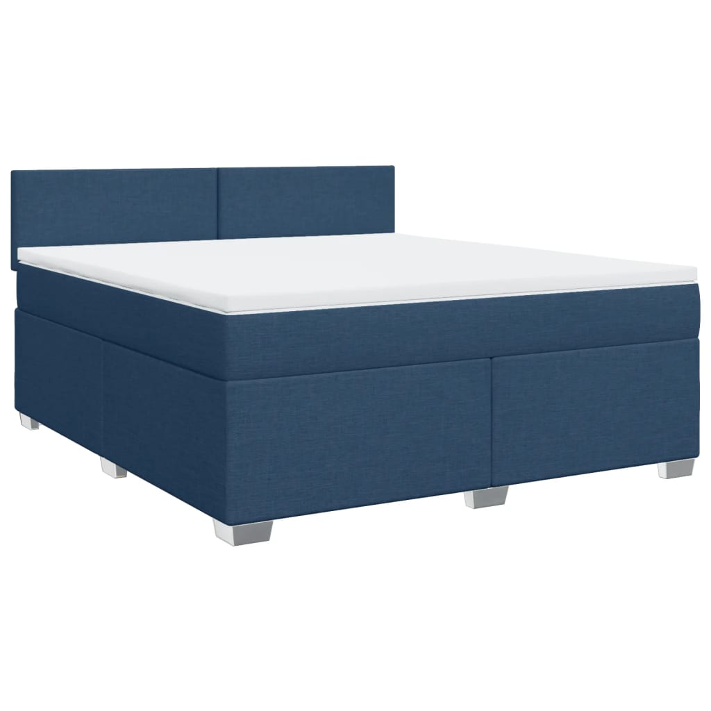 Cama com molas/colchão 180x200 cm tecido azul