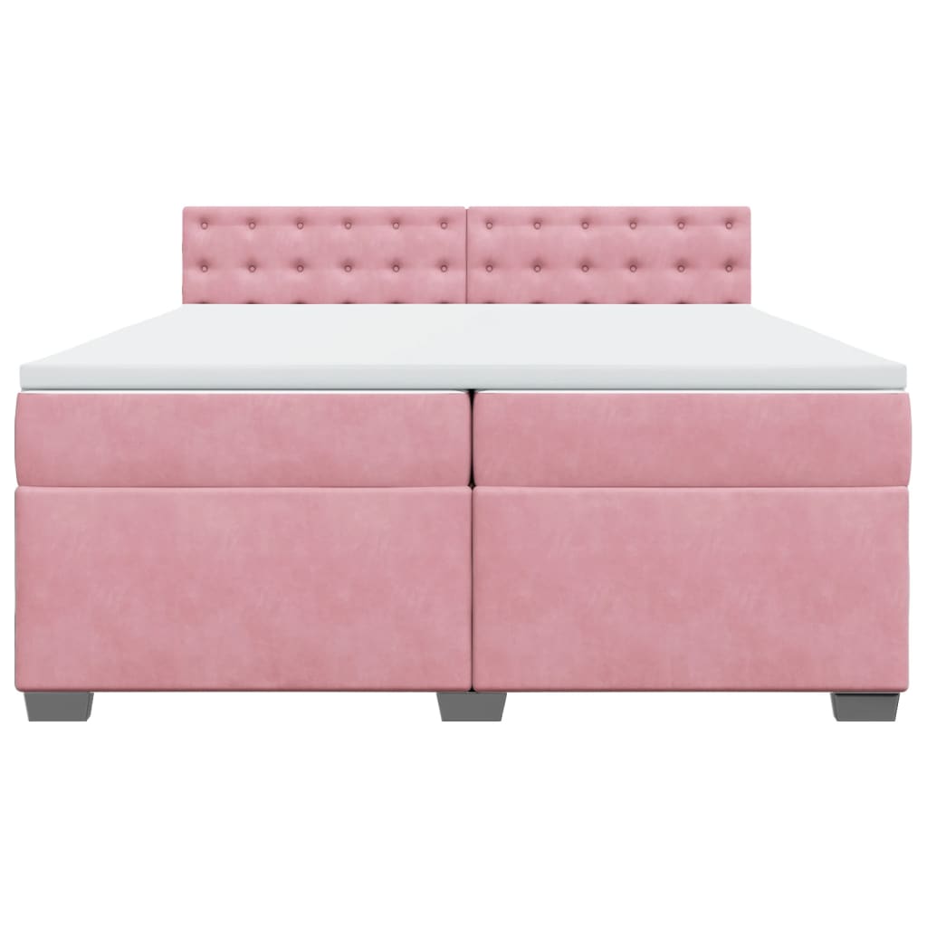 Cama com molas/colchão 200x200 cm veludo rosa
