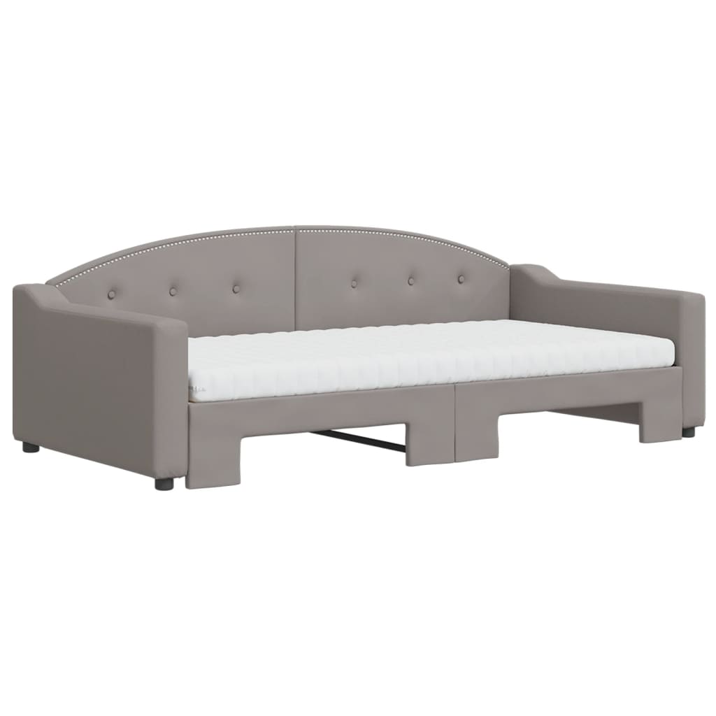 Sofá-cama + gavetão/colchões 100x200cm tecido cinza-acastanhado