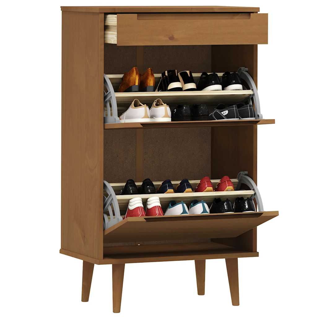 Sapateira molde 59,5x35x103 cm pinho maciço castanho