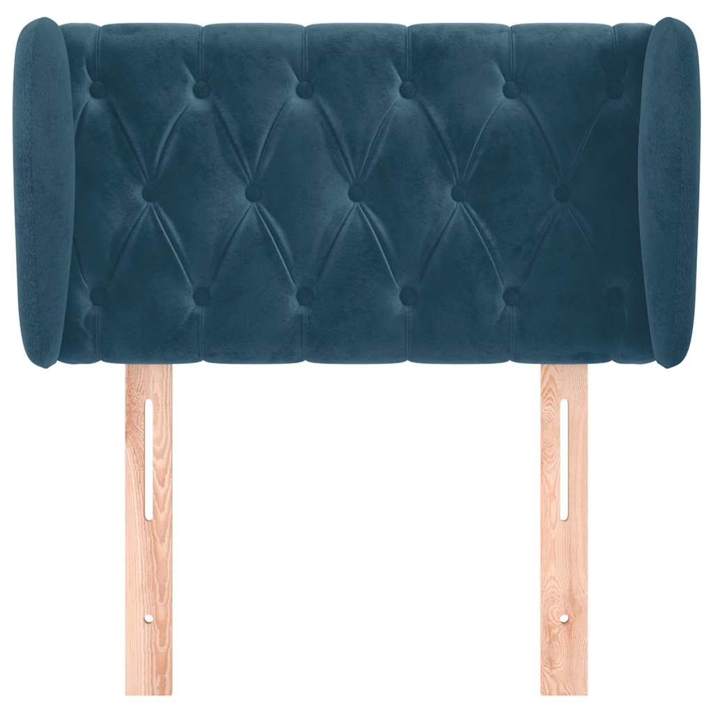 Cabeceira de cama c/ abas veludo 83x23x78/88cm azul-escuro