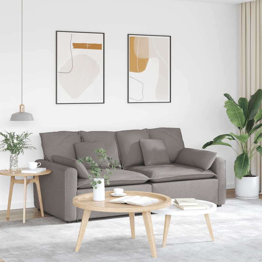 Sofá modular com almofadas castanho-acinzentado