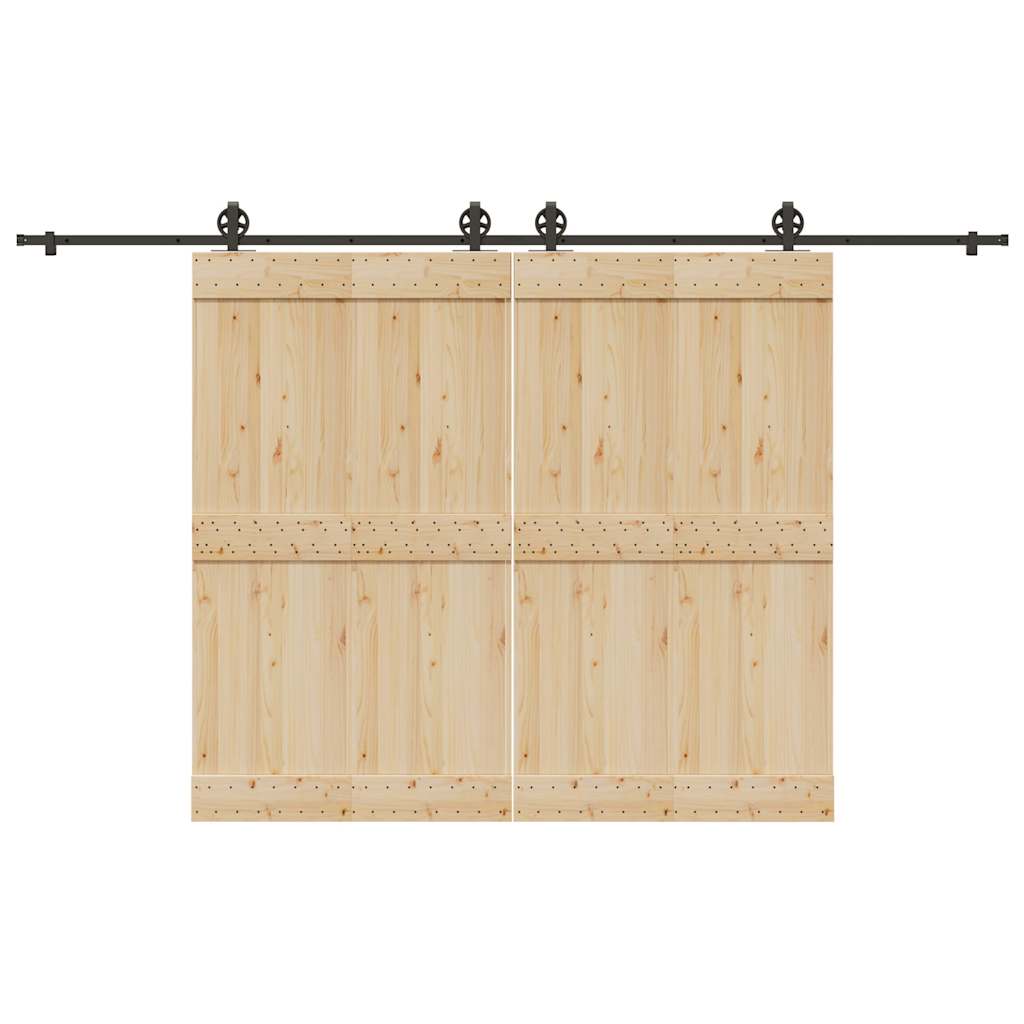 Kit de ferragens para porta deslizante 366 cm aço preto