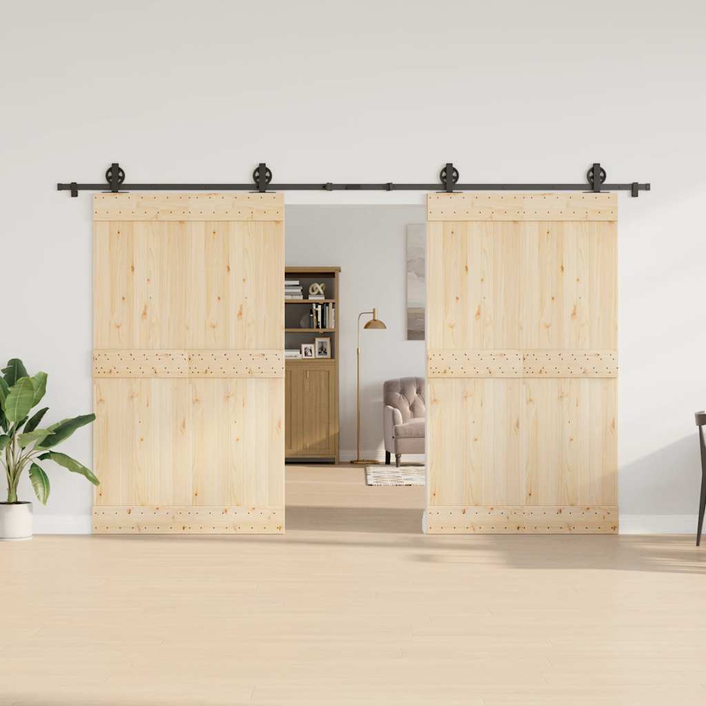 Kit de ferragens para porta deslizante 366 cm aço preto