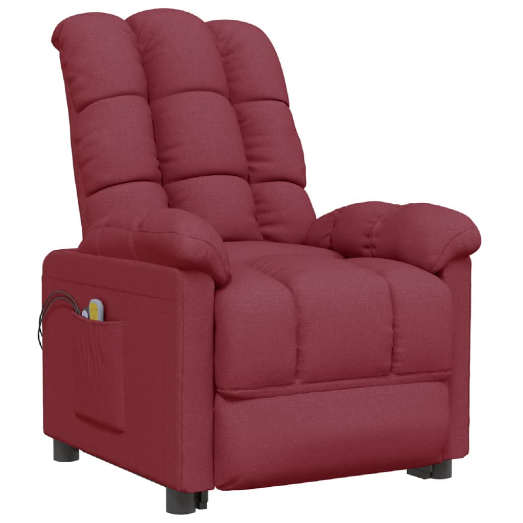 Poltrona de massagens elétrica reclinável tecido vermelho tinto