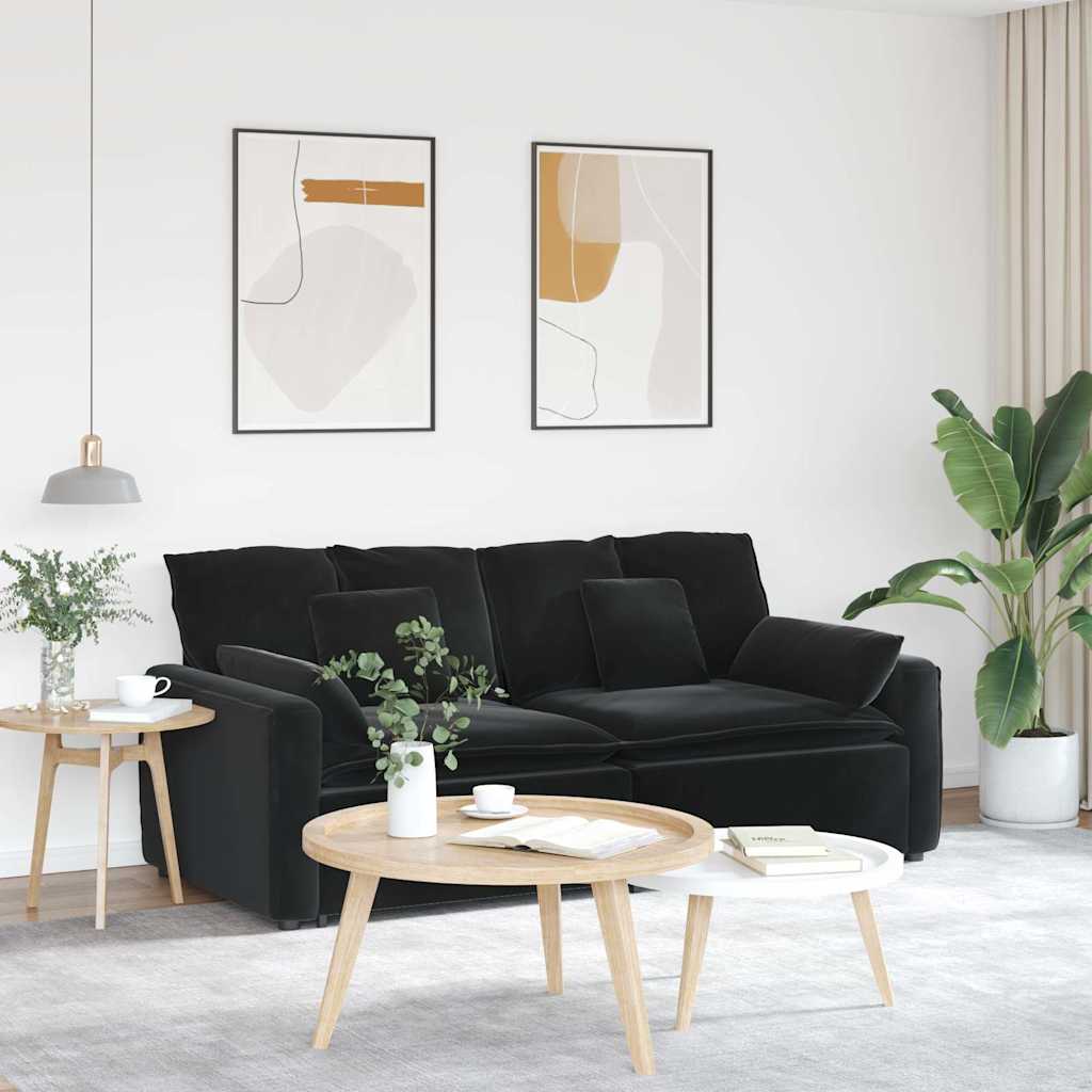 Sofá modular com almofadas preto