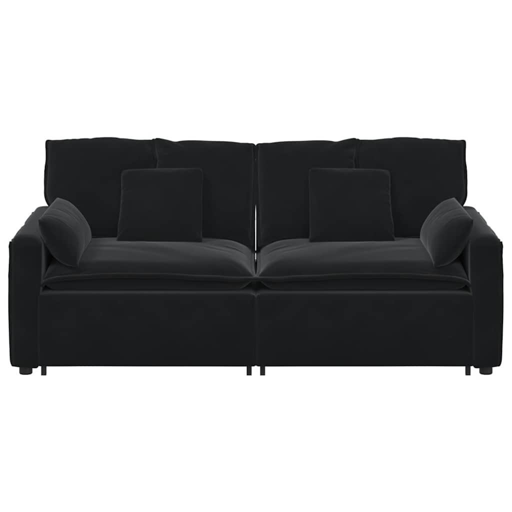 Sofá modular com almofadas preto