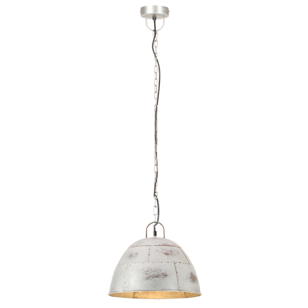Candeeiro teto vintage indust. redondo 25 w 31 cm e27 prateado