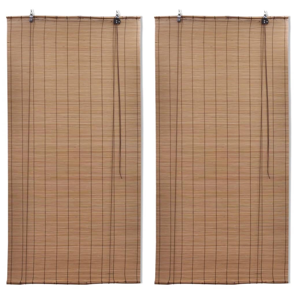 Estores de rolo 2 pcs 150 x 220 cm bambu castanho
