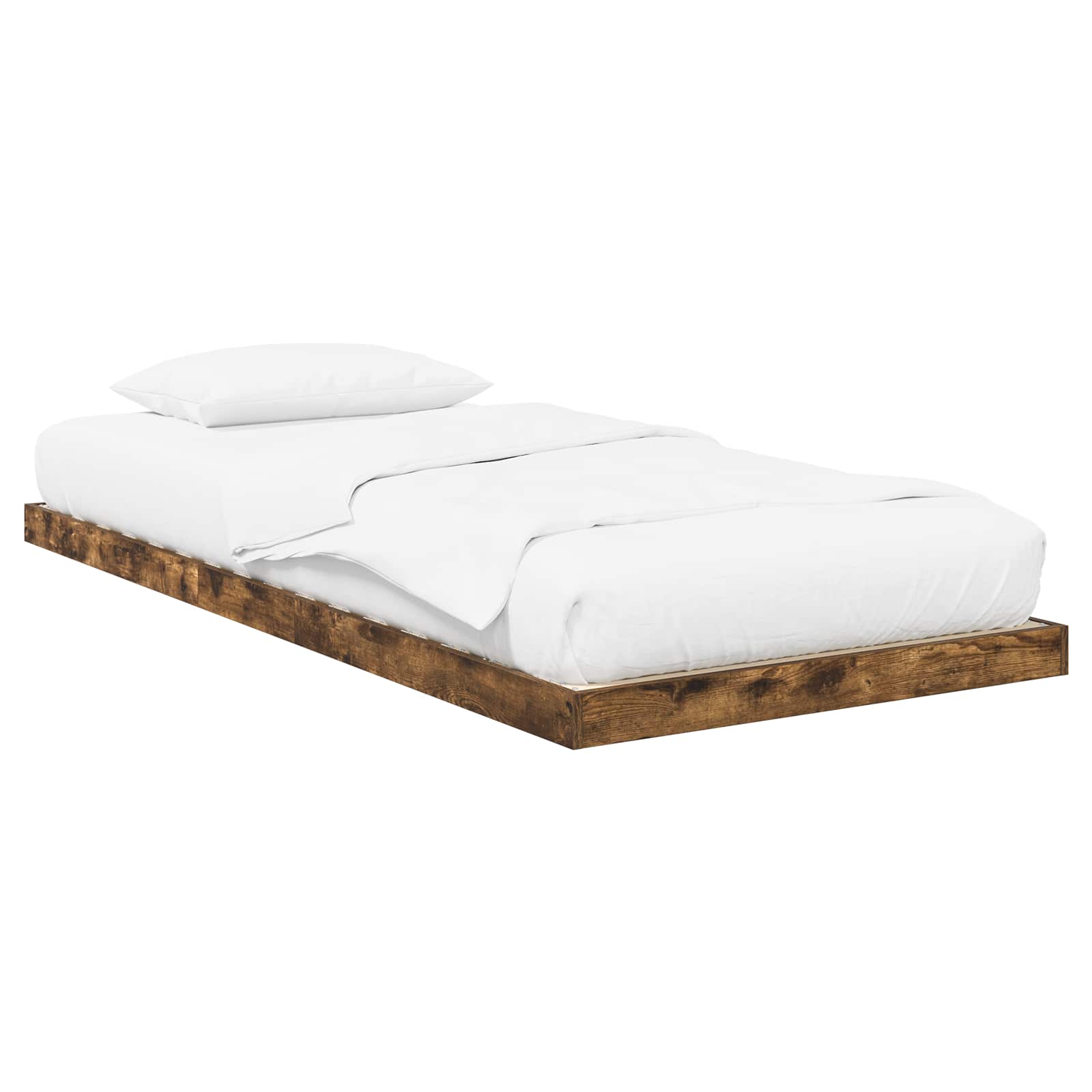Estrutura de cama de chão carvalho defumado 75 x 190 cm