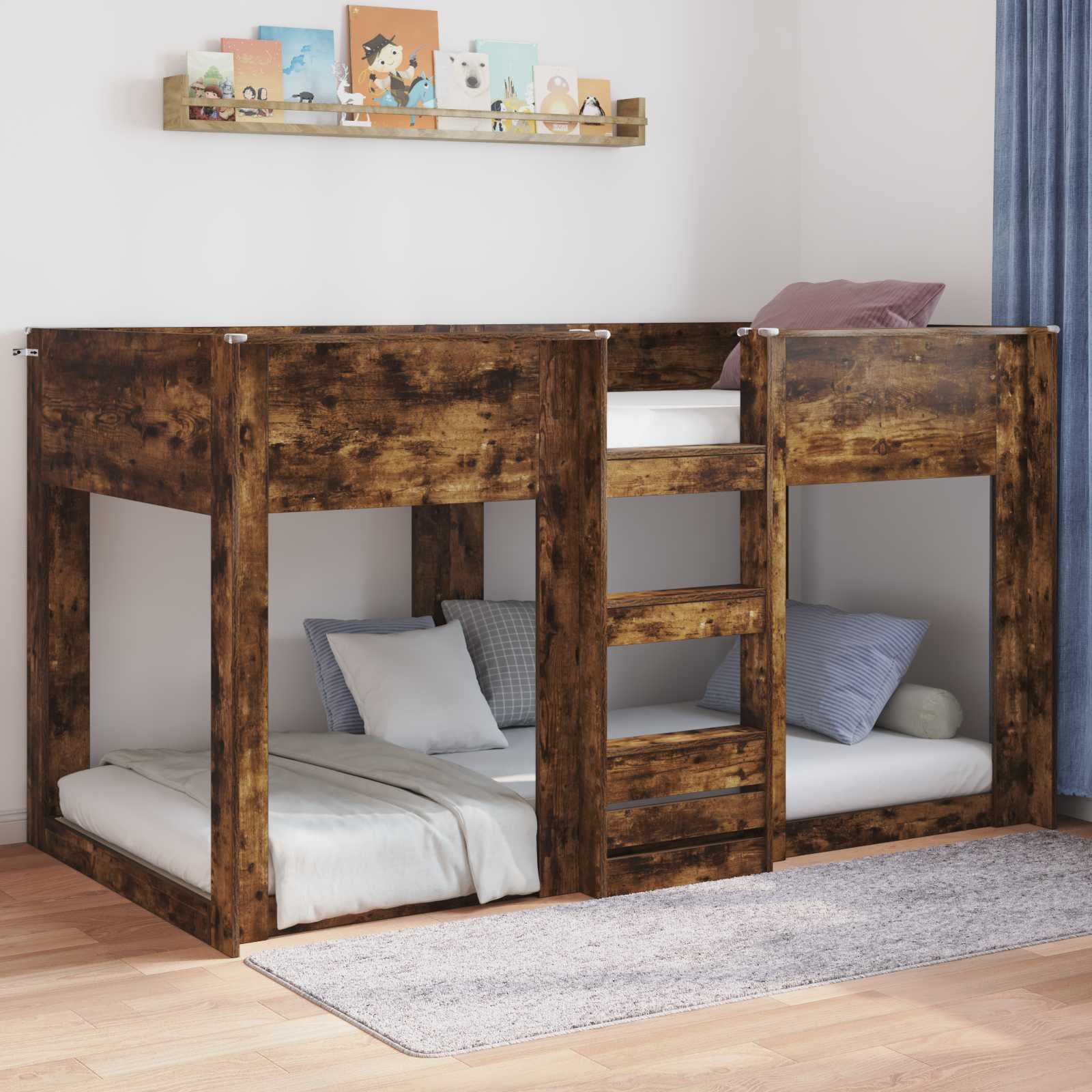 Estrutura de cama de chão carvalho defumado 75 x 190 cm