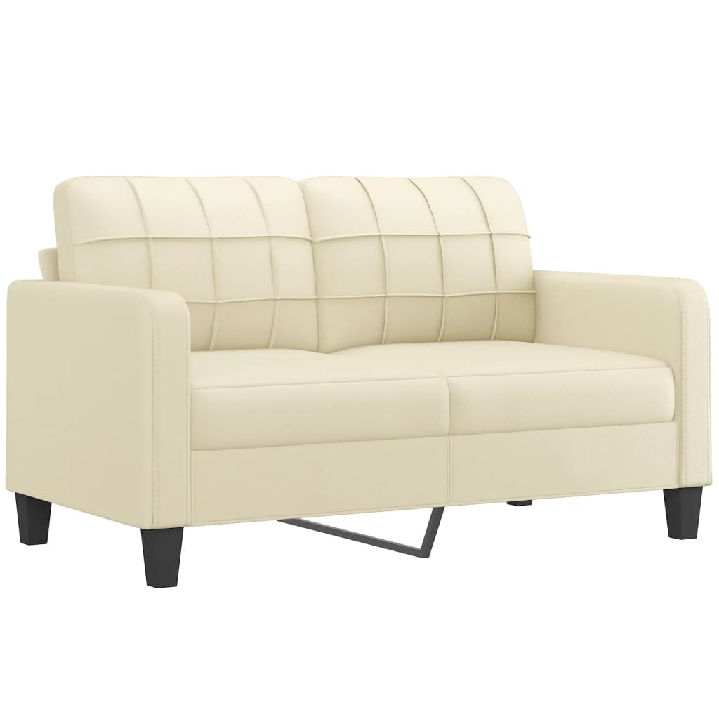 2 Pcs conjunto sofás c/ almofadões couro artificial cor creme