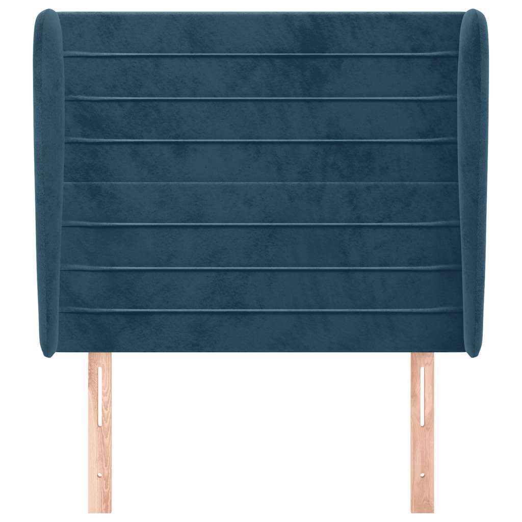 Cabeceira cama c/ abas veludo 83x23x118/128 cm azul-escuro