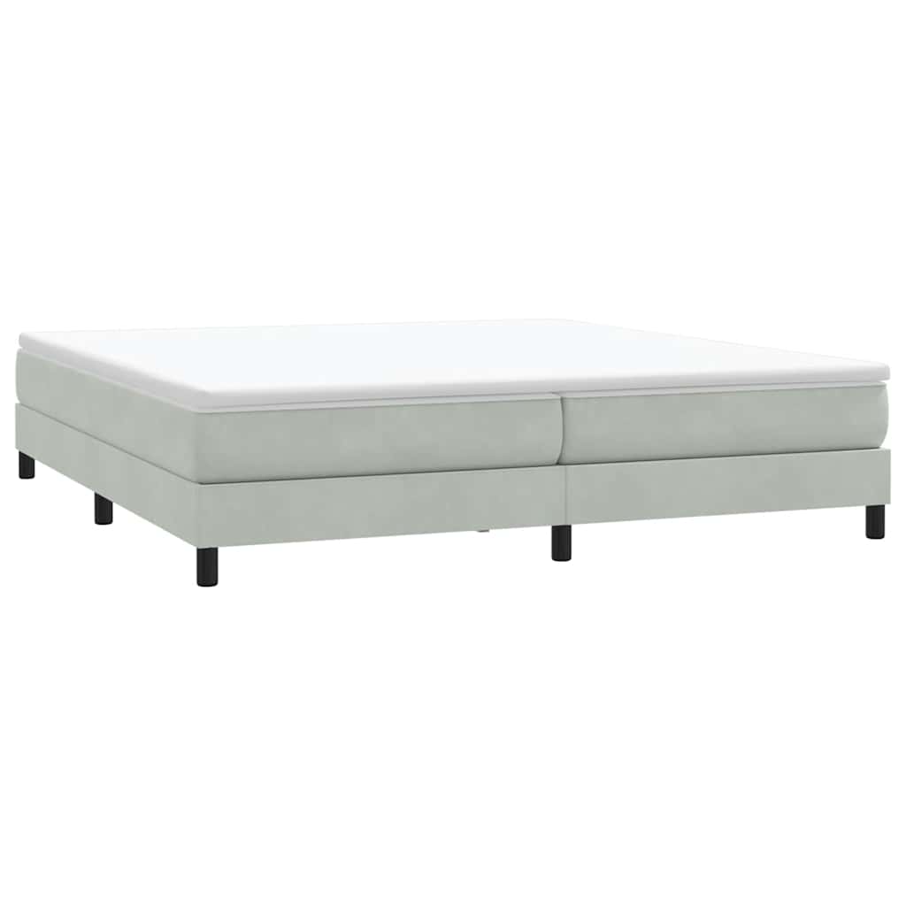 Cama com molas sem colchão cinzento-claro 200x220 cm veludo