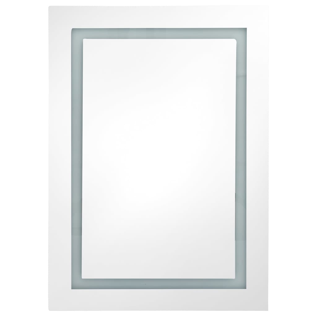 Armário espelhado casa de banho LED 50x13x70cm preto brilhante