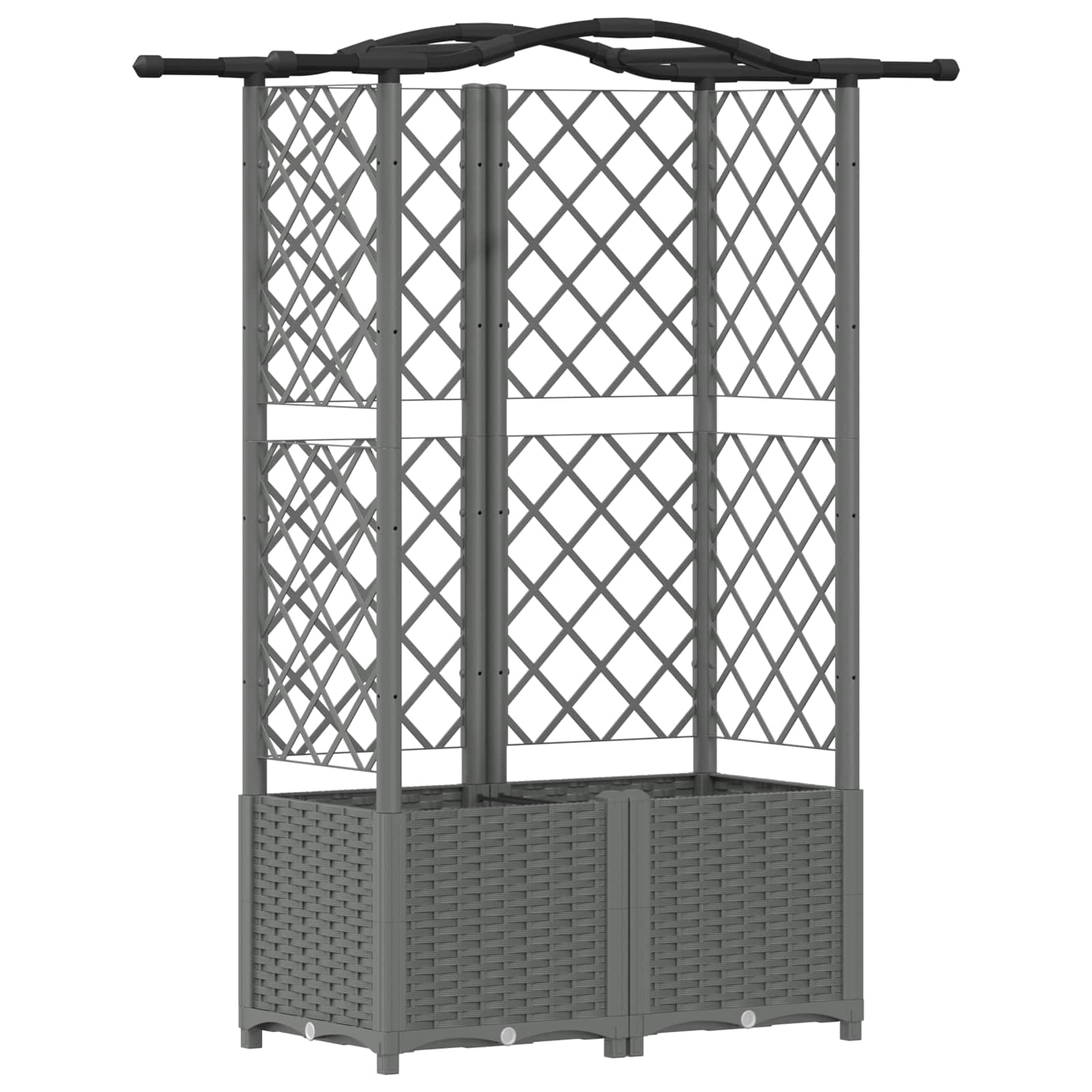 Cama elevada com treliça e telhado cinzento-claro PP