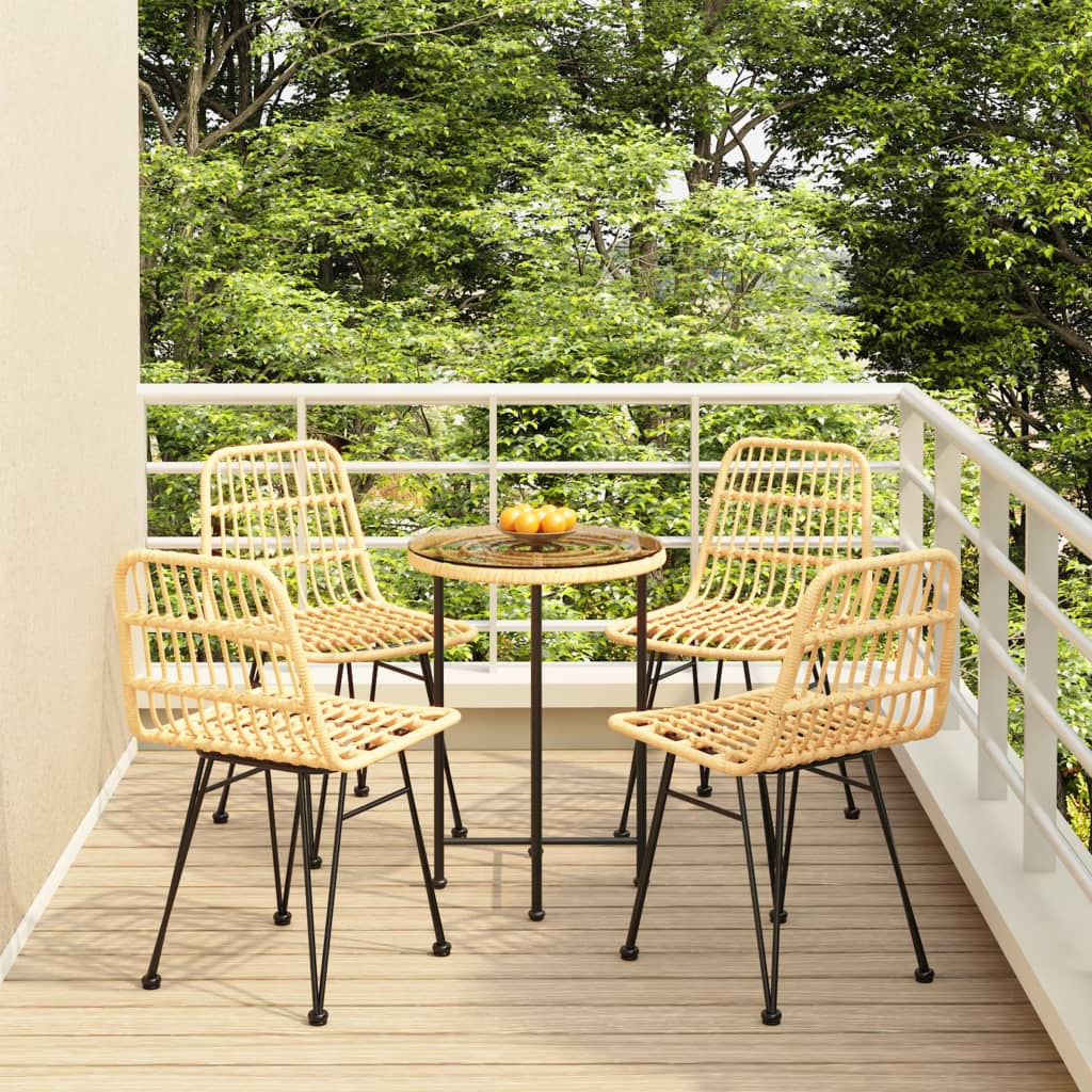 5 Pcs conjunto de jantar p/ jardim vime PE