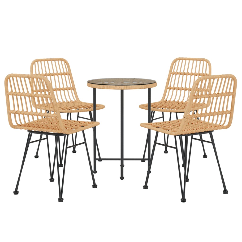 5 Pcs conjunto de jantar p/ jardim vime PE