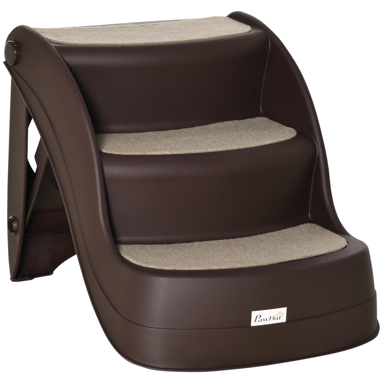 Escada para cães de 3 degraus dobrável escada para animais de estimação com tapetes antiderrapantes 49x38x38 cm marrom
