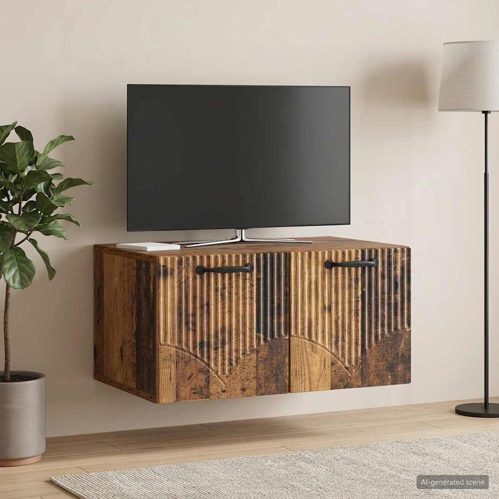 Gabinete de TV de parede madeira antiga 59,5 x 41 x 30 cm