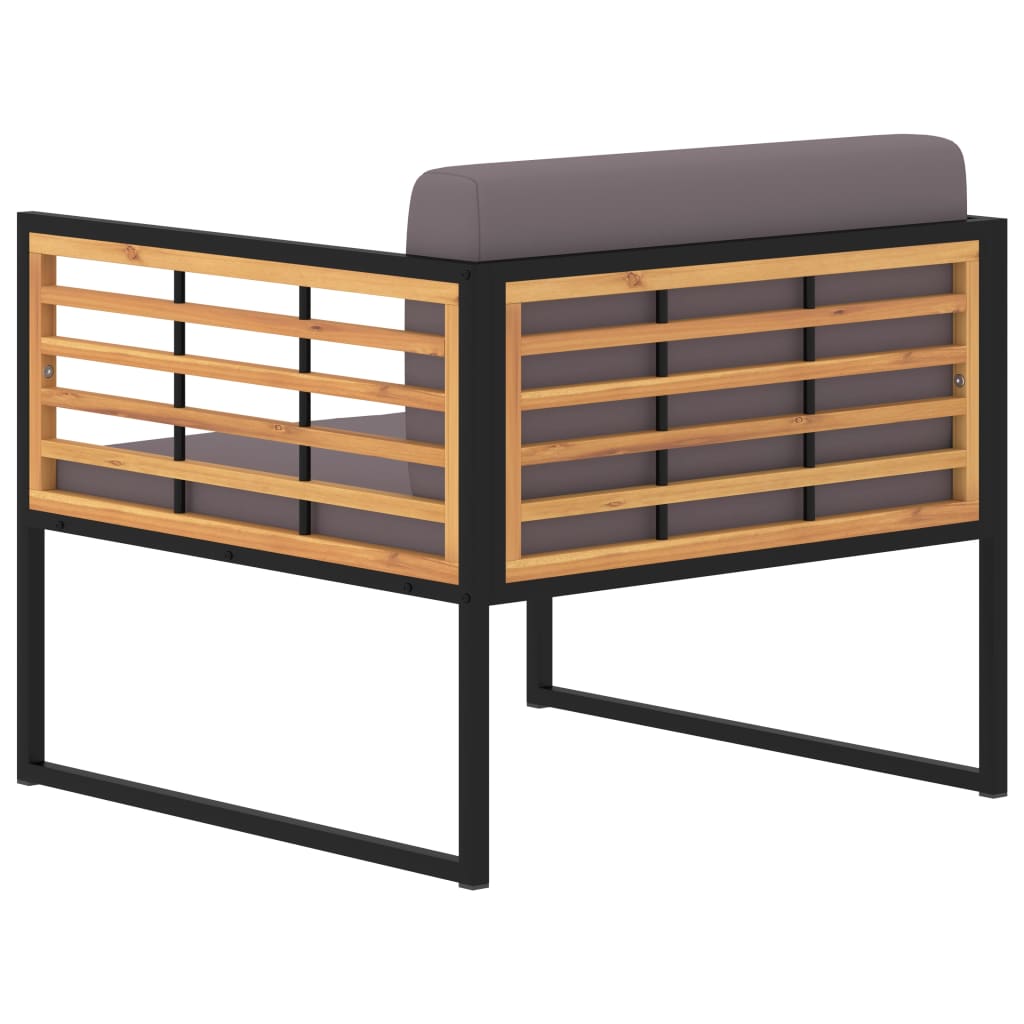 Cadeiras jardim + almofadões 2pcs acácia maciça cinzento-escuro