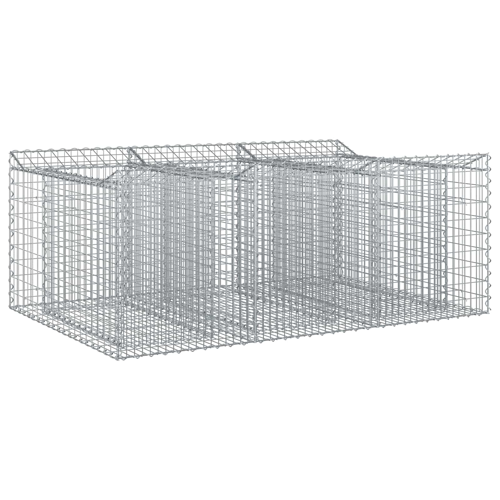 Cama elevada de gabião prateado