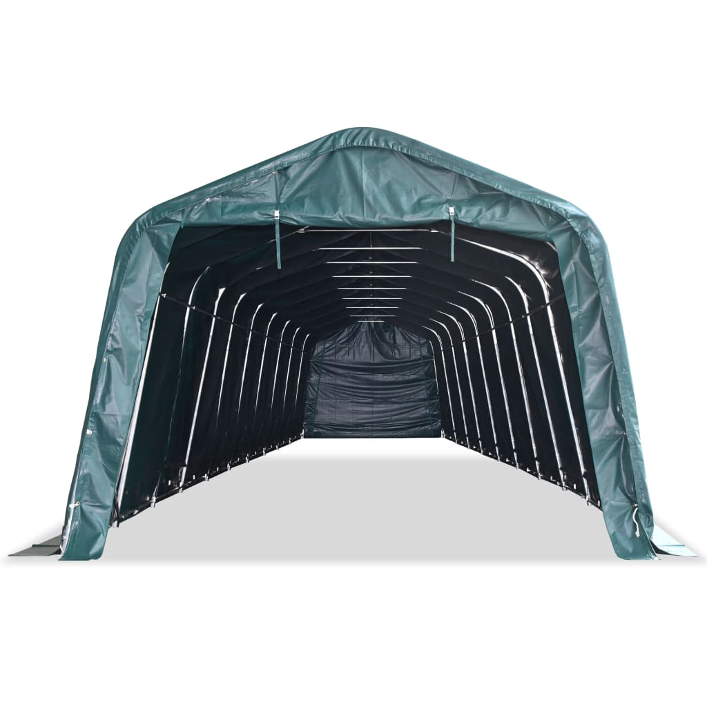 Tenda para gado removível PVC 550 g/m² 3,3x16 m verde-escuro