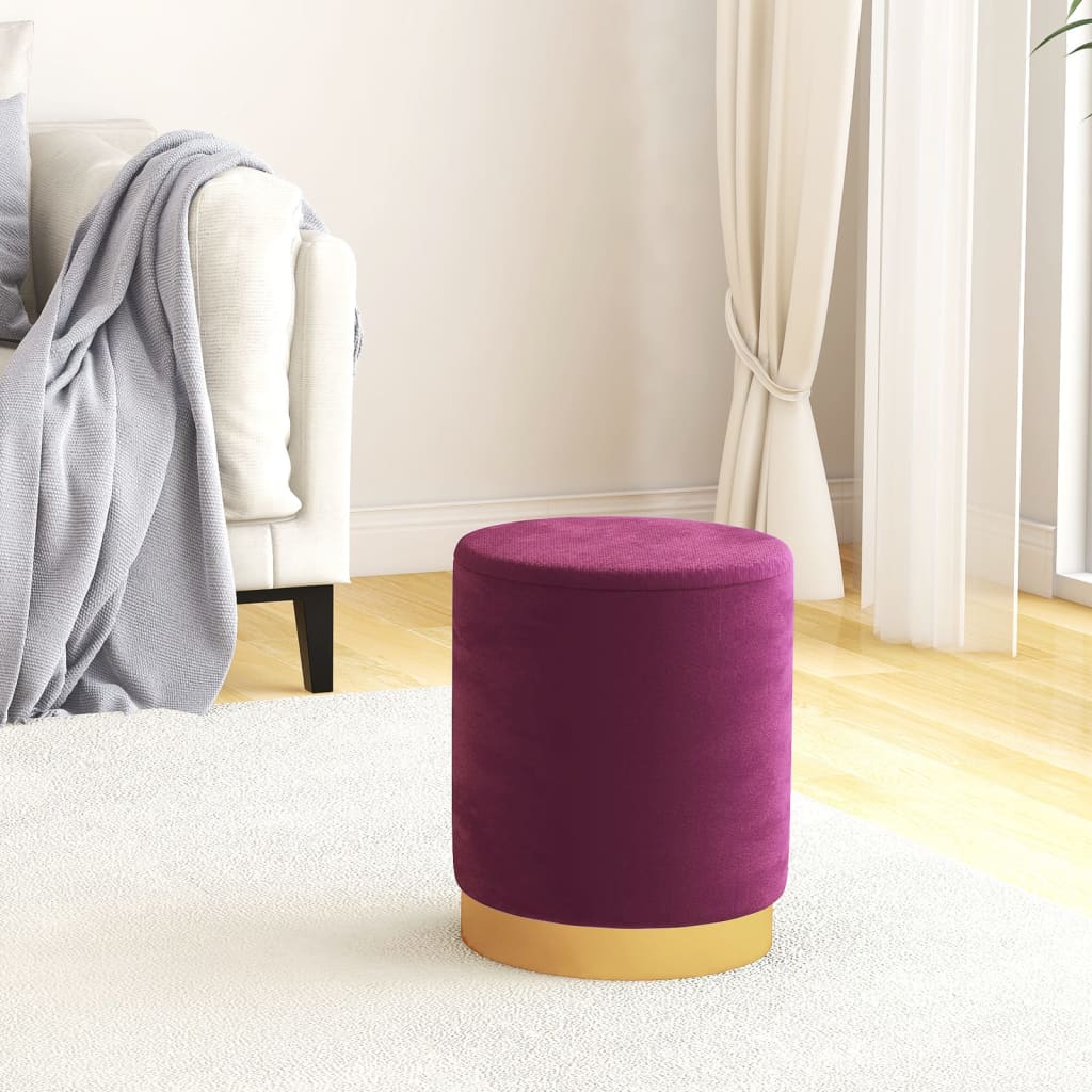 Banqueta com arrumação redonda veludo 31 x 37 cm roxo