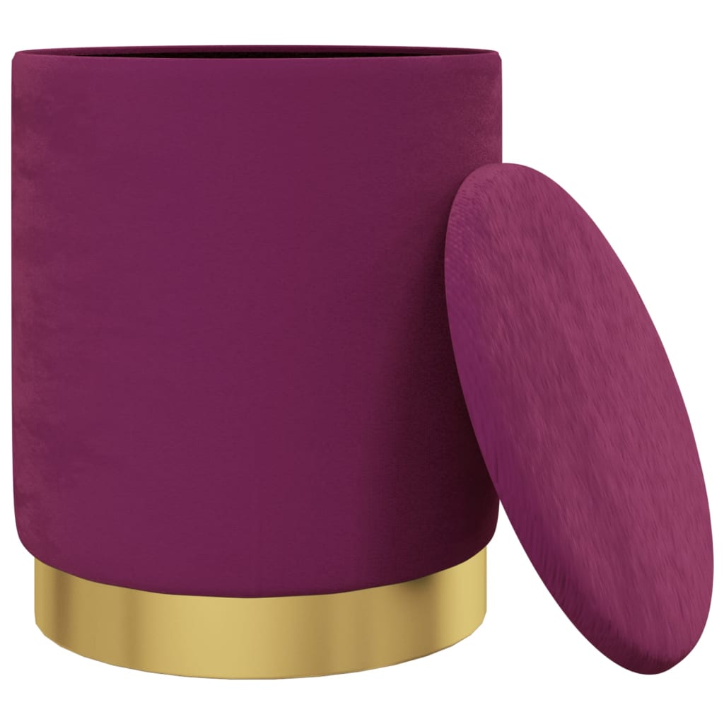 Banqueta com arrumação redonda veludo 31 x 37 cm roxo