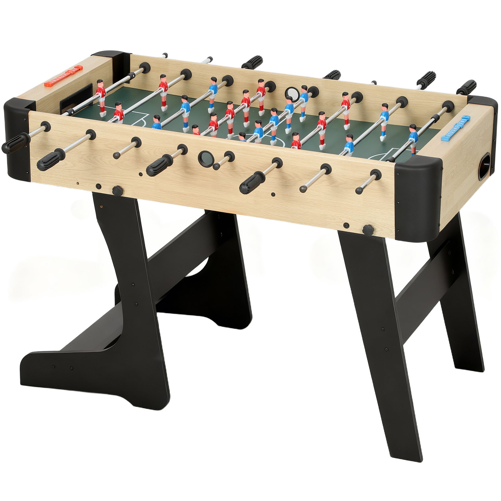 Matraquilho dobrável para crianças com 2 marcadores 8 pegas 22 jogadores 8 barras e 2 bolas 118x107,5x78 cm maderia
