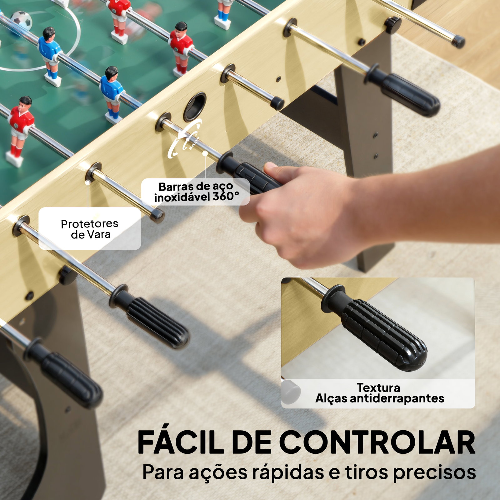 Matraquilho dobrável para crianças com 2 marcadores 8 pegas 22 jogadores 8 barras e 2 bolas 118x107,5x78 cm maderia