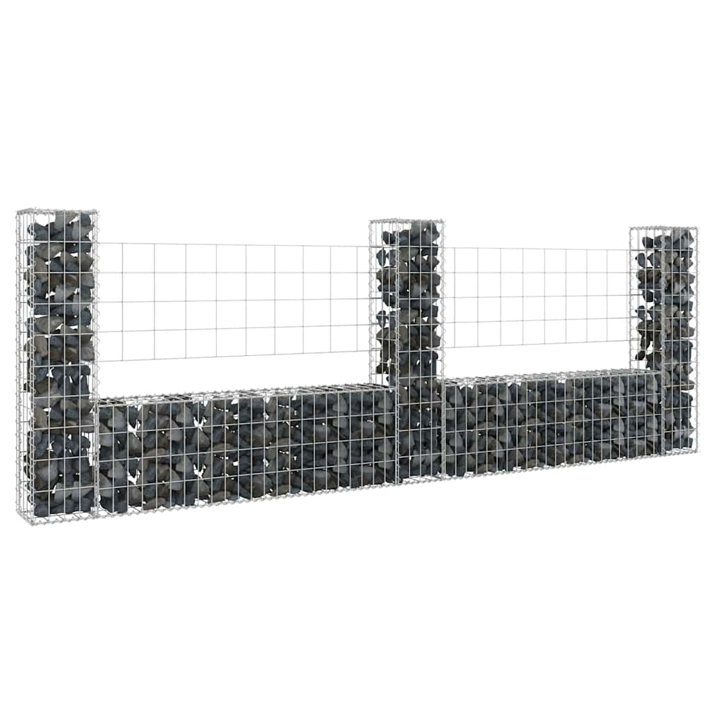 Cesto gabião em forma de u c/ 3 postes 260x20x100 cm ferro