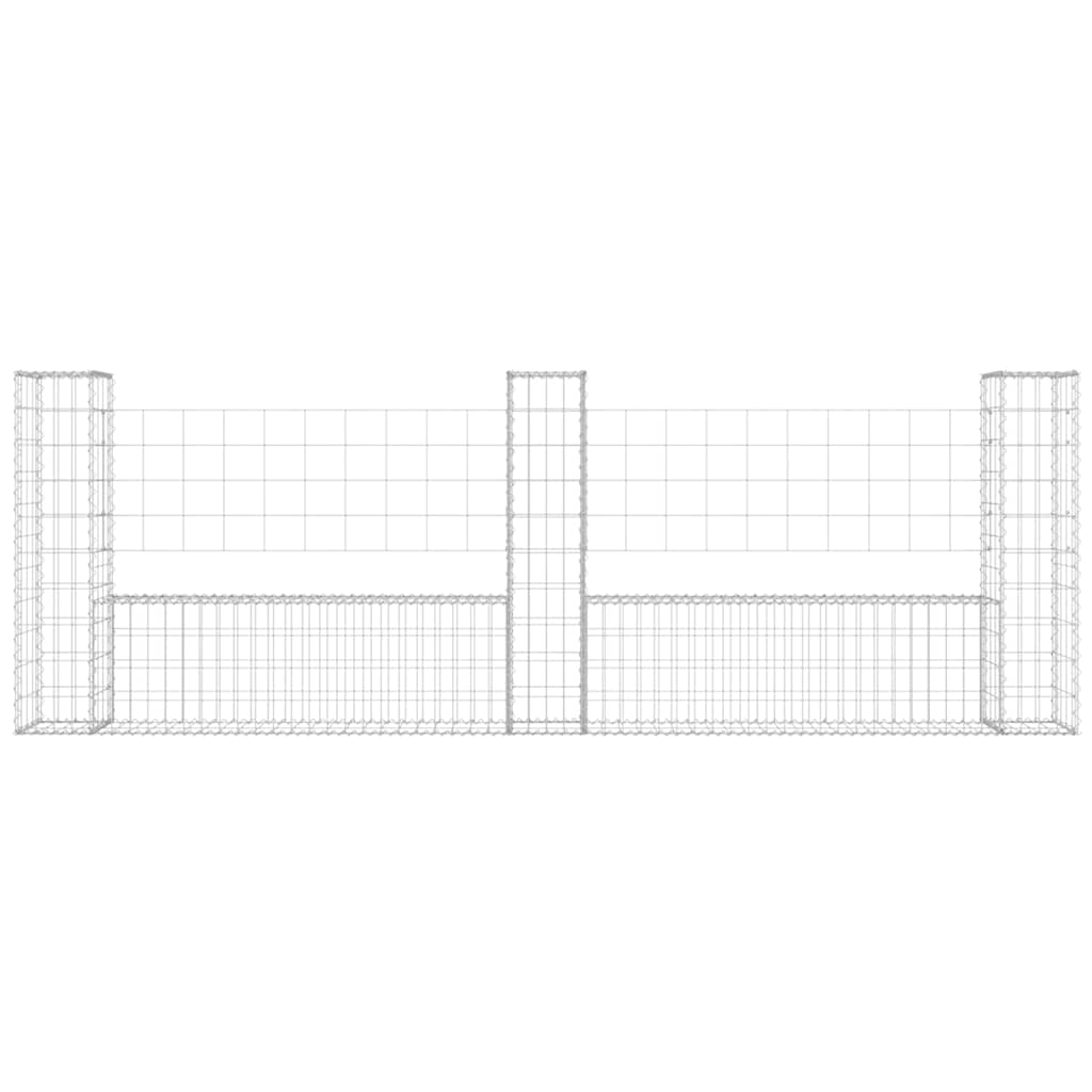 Cesto gabião em forma de u c/ 3 postes 260x20x100 cm ferro