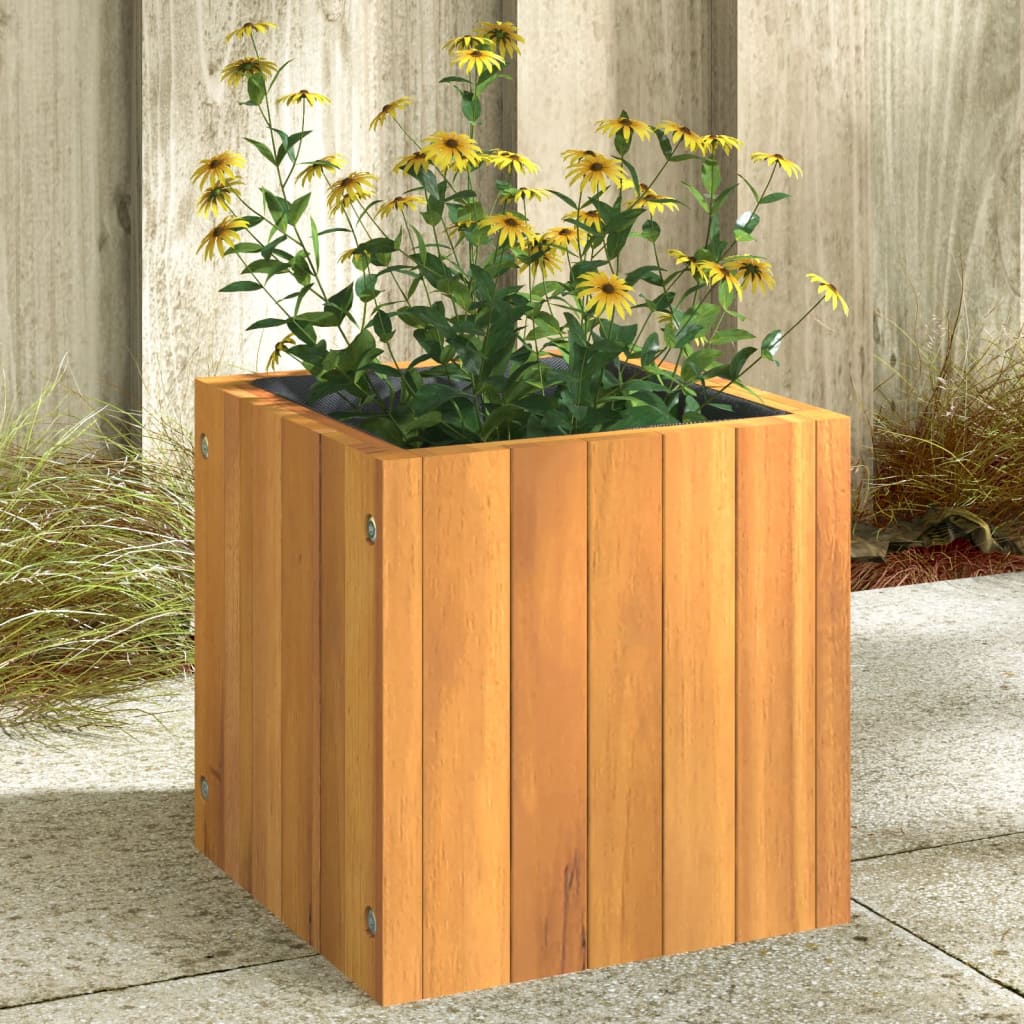 Vaso/floreira de jardim 25x25x25 cm madeira de acácia maciça