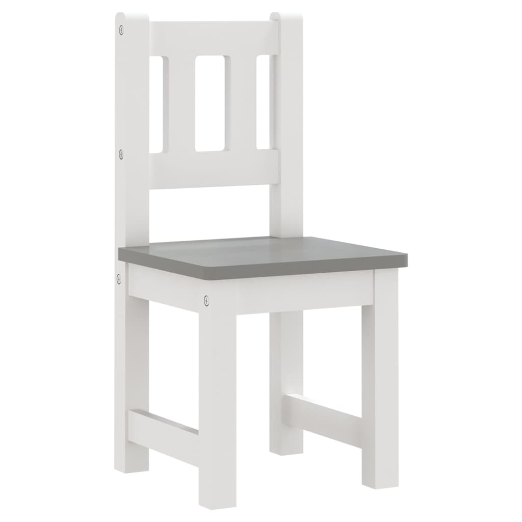 3 Pcs conjunto mesa e cadeiras infantil MDF branco e cinzento