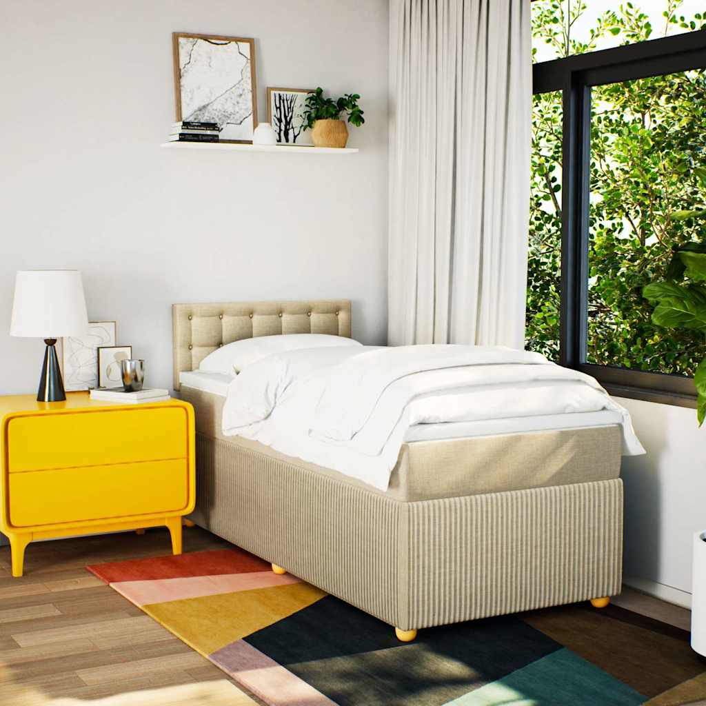 Cama com molas/colchão 80x200 cm tecido cor crème
