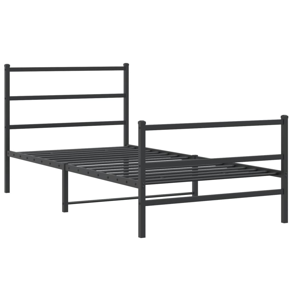 Estrutura de cama com cabeceira e pés 100x200 cm metal preto