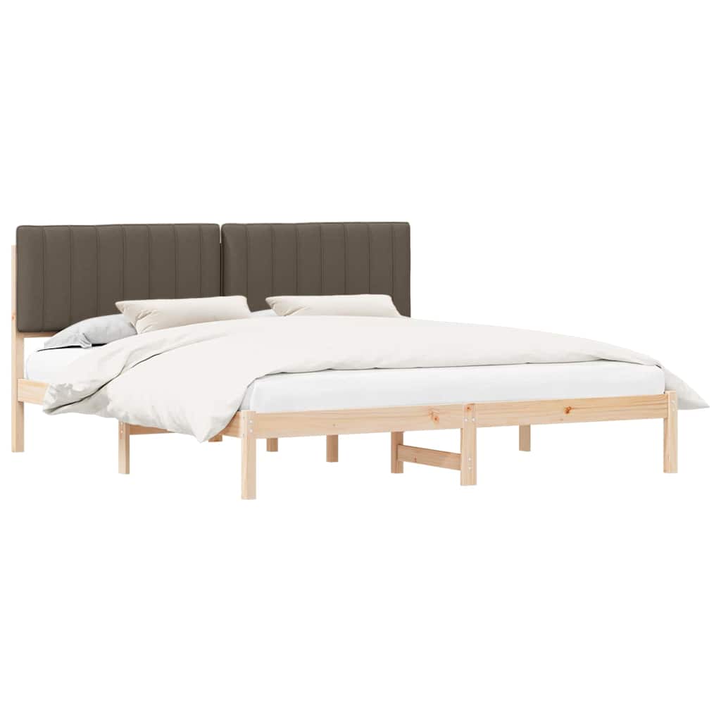 Estrutura de cama com cabeceira estofada cinzento-acastanhado