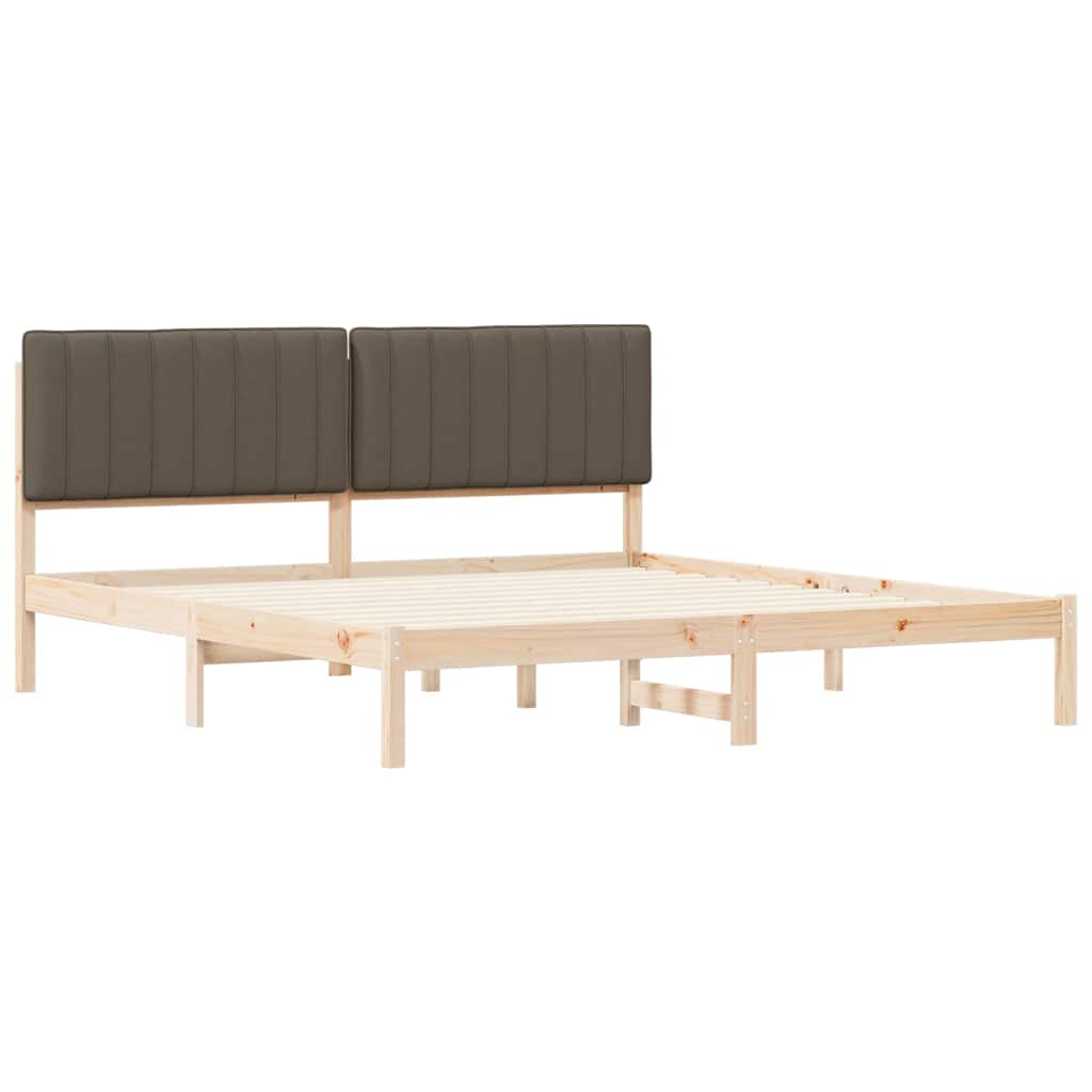 Estrutura de cama com cabeceira estofada cinzento-acastanhado